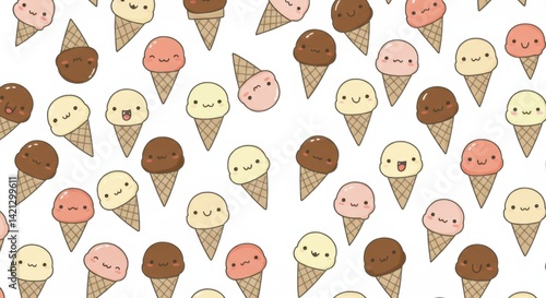 A Pattern of Mini Hand-Drawn Ice Cream Cones