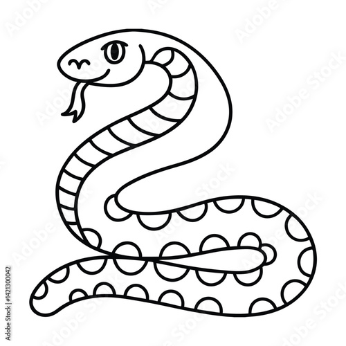Cute cartoon snake illustration isolated on white background vector graphic for childrens books and coloring pages