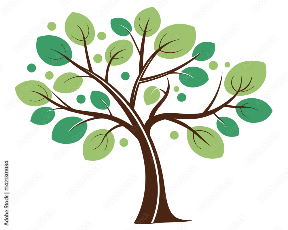 Stylized Tree Illustration with Green Leaves and Brown Trunk Stylized Tree Illustration with Green Leaves and Brown Trunk