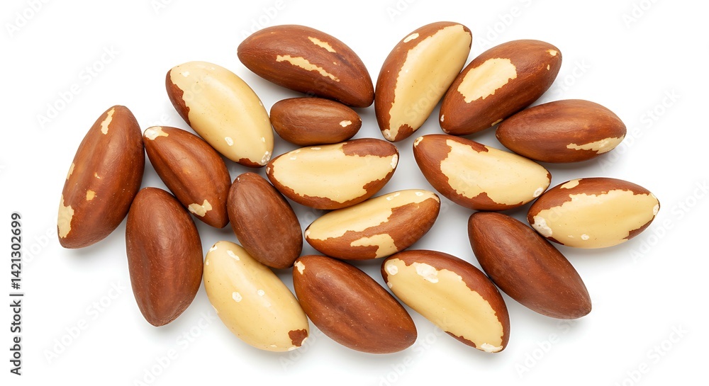 Brazil nuts white background top view. Brazilian food Brazil nuts white background top view. Brazilian food