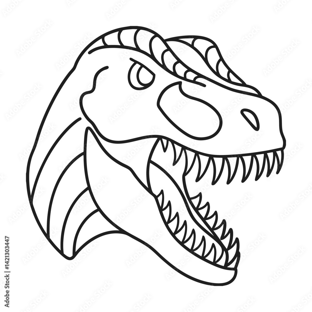 T rex dinosaur head outline vector illustration prehistoric predator reptile with sharp teeth and scales T rex dinosaur head outline vector illustration prehistoric predator reptile with sharp teeth and scales