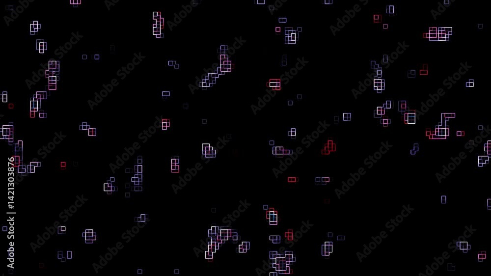 Hi tech motion graphic background, blue and red flickering dots on dark background Hi tech motion graphic background, blue and red flickering dots on dark background
