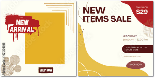 Modern Fashion Sale Promotion Template with Abstract Geometric Elements
