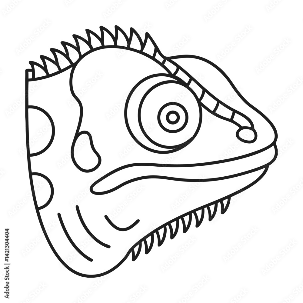 Chameleon head profile line art vector illustration minimalist design reptile isolated on white background Chameleon head profile line art vector illustration minimalist design reptile isolated on white background