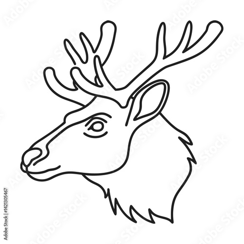 Elegant deer head outline minimalist vector illustration for wildlife conservation and christmas decoration projects