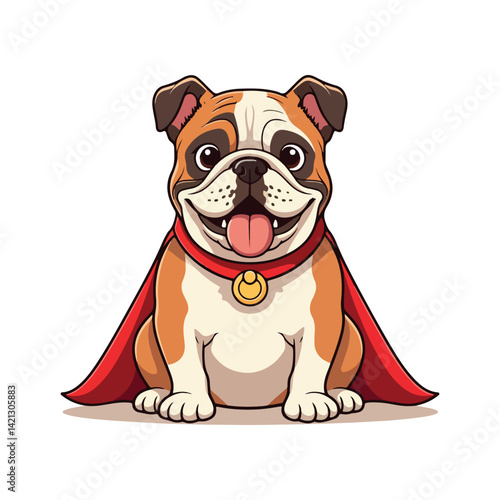 Cute bull Dog Eating Bone Cartoon Vector Icon Illustration. Animal Nature Icon Concept Isolated Flat