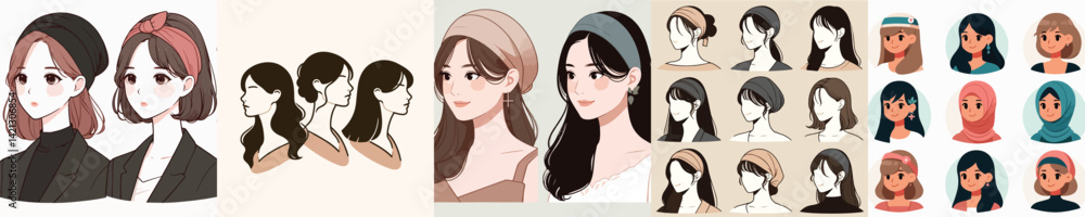 collection of vector images of women's hairstyles and fashion collection of vector images of women's hairstyles and fashion