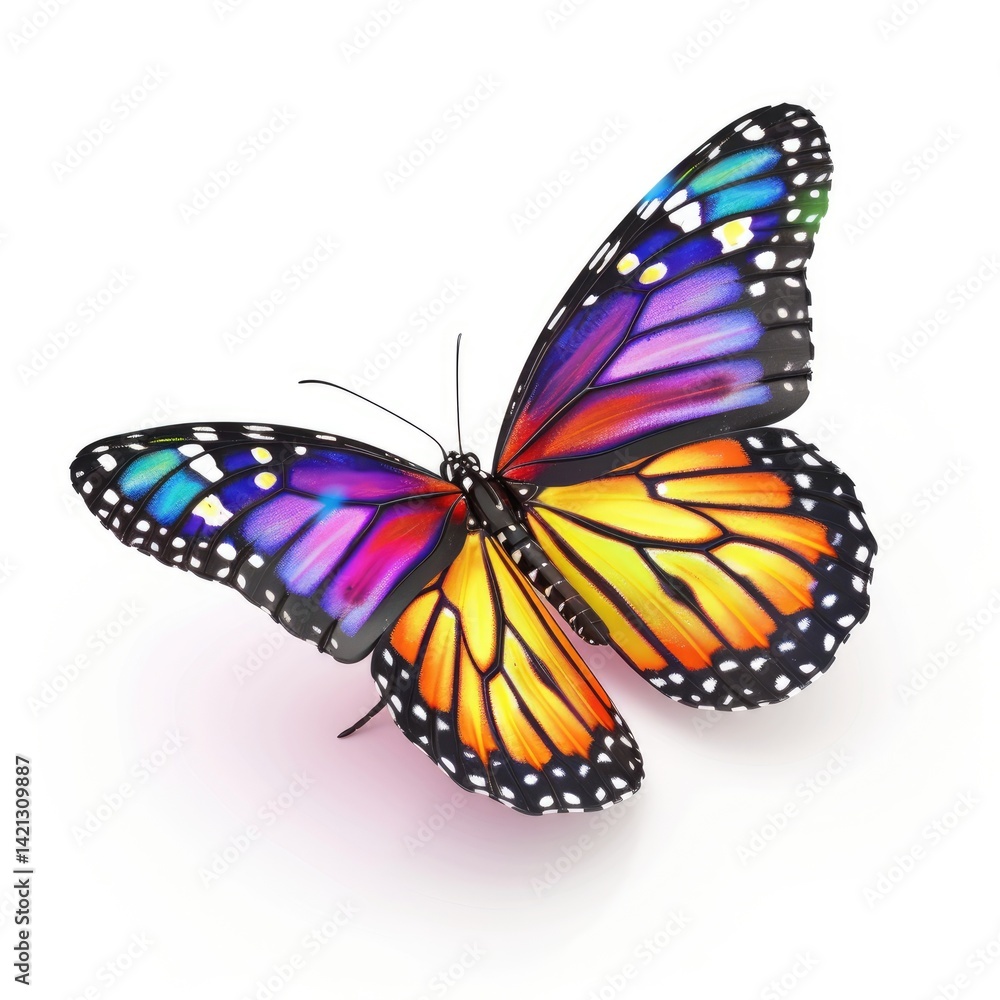Fototapeta premium Vibrant monarch butterfly wings display a kaleidoscope of colors.