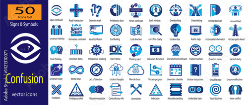 A Comprehensive Collection of Icons Representing Confusion and Doubt EPS vector.