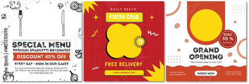 Vibrant Restaurant Advertisements Templates Featuring Food and Drink Offers