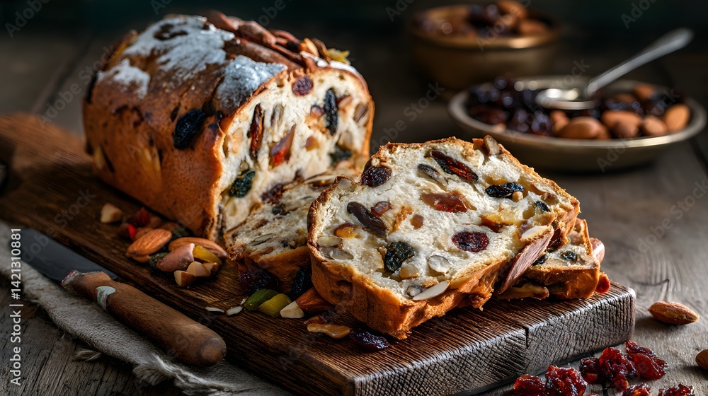 Fruit bread with nuts and dried fruits