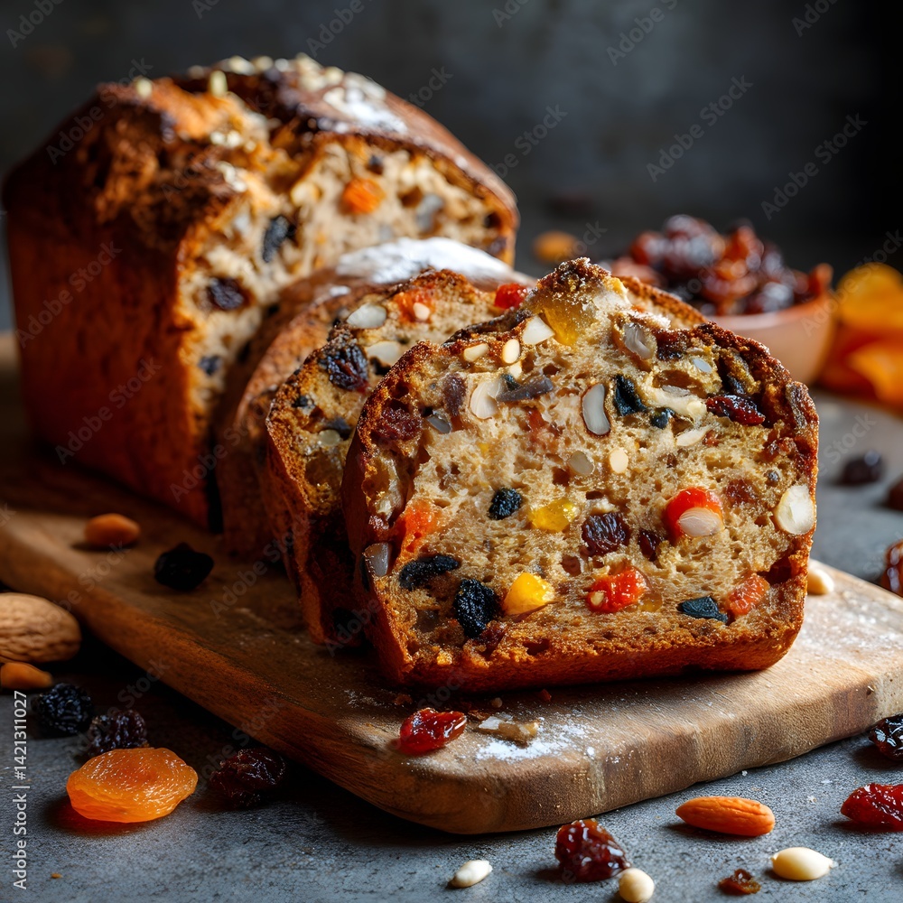 Fruit bread with nuts and dried fruits