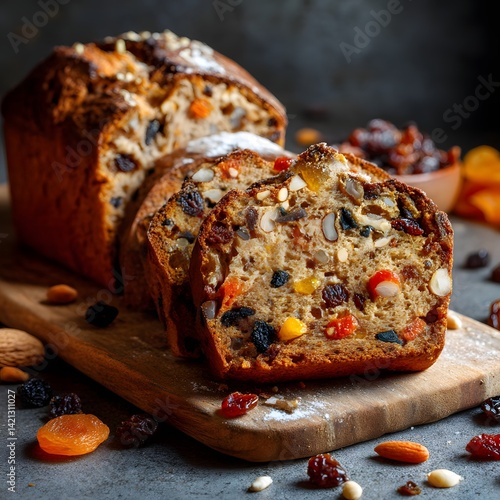 Obraz na płótnie Fruit bread with nuts and dried fruits w salonie
