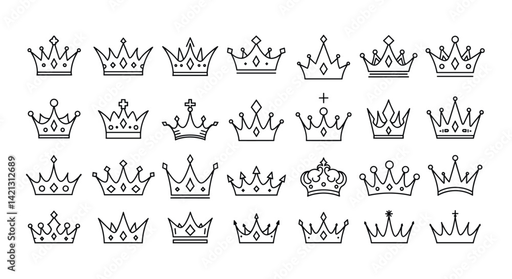 Fototapeta premium Crown Icons in Gold