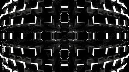 Black and White Neons Moves in Rectangles Background VJ Loop in 4K