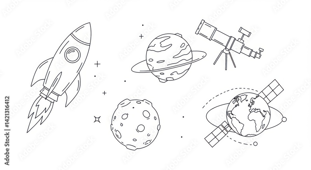 Obraz premium Basic Space and Astronomy Illustrations