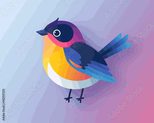 cute little bird, colorful design, vector illustration