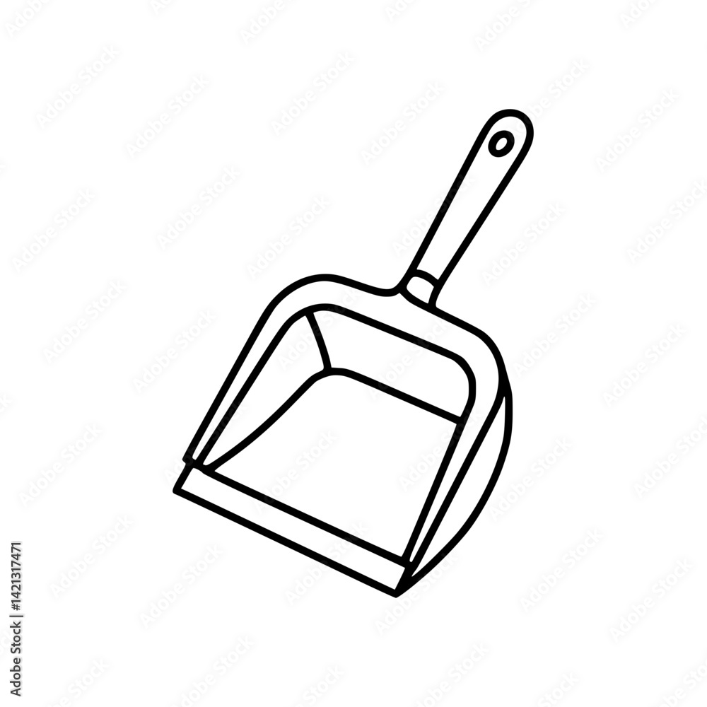 Outline icon of a scoop for cleaning purposes on a transparent background Outline icon of a scoop for cleaning purposes on a transparent background