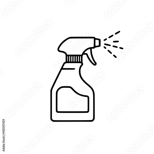 Outline spray bottle icon on transparent background  