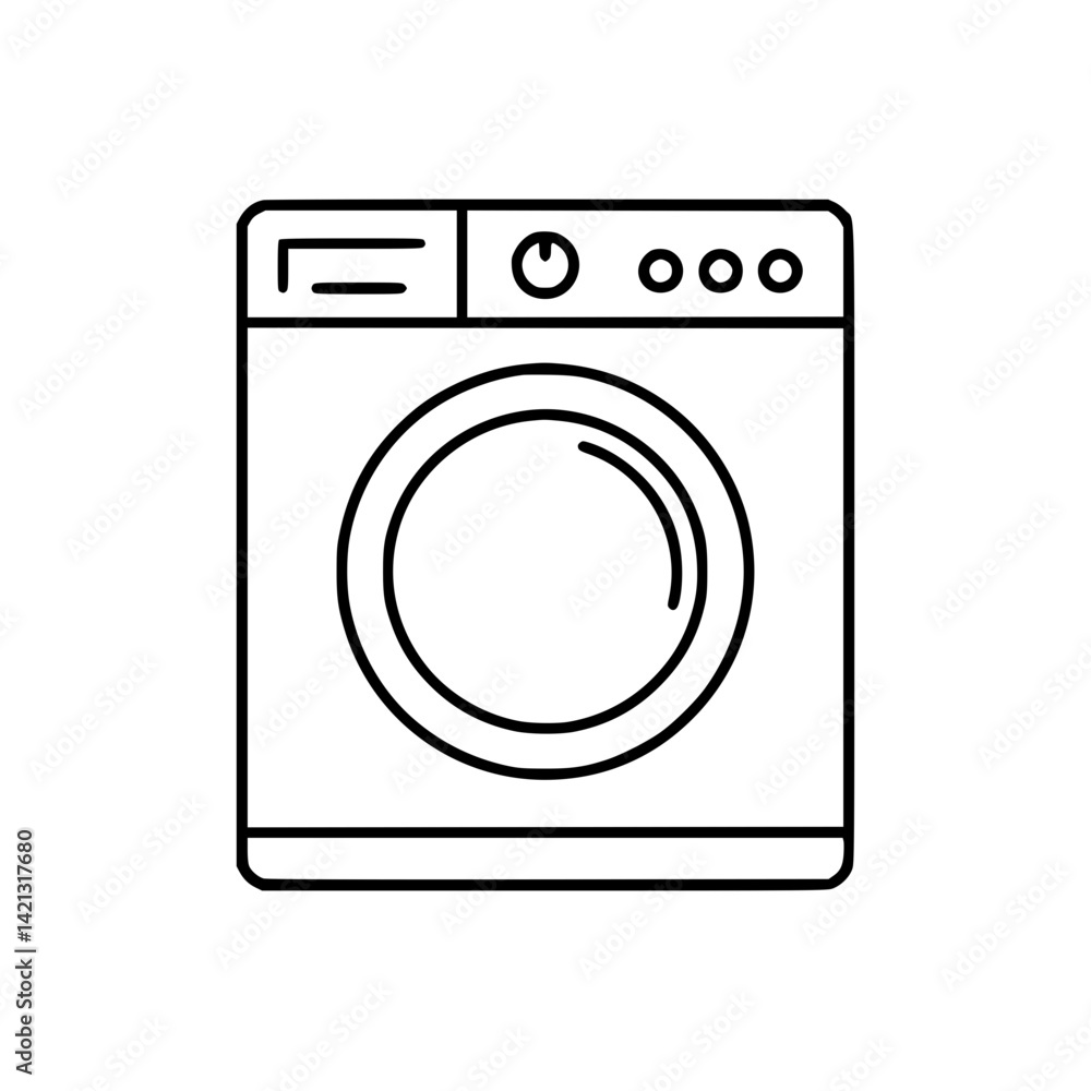 Outline icon of a washing machine on transparent background Outline icon of a washing machine on transparent background