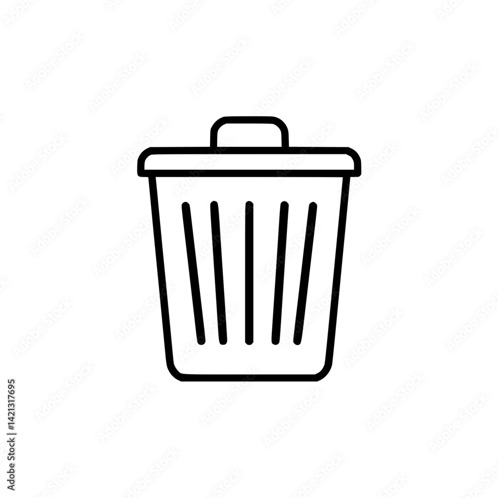 Outline trash can icon on transparent background Outline trash can icon on transparent background
