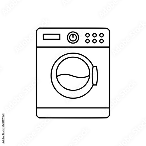 Outline icon of a washing machine on a transparent background  