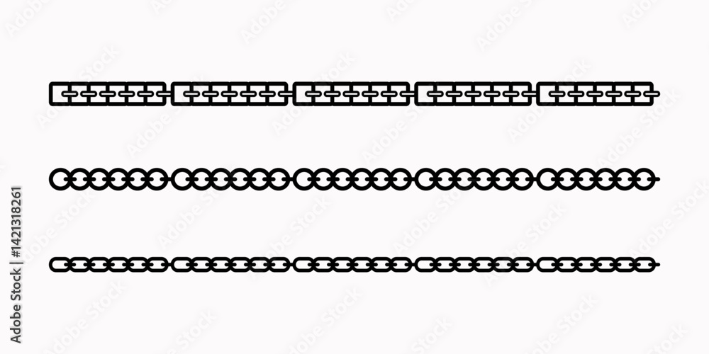 Fototapeta premium Chain brush set. Chain vector illustration