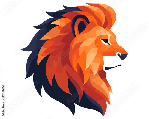 Wallpaper Mural Cartoon lion sitting on white background. Vector illustration in flat style. Torontodigital.ca