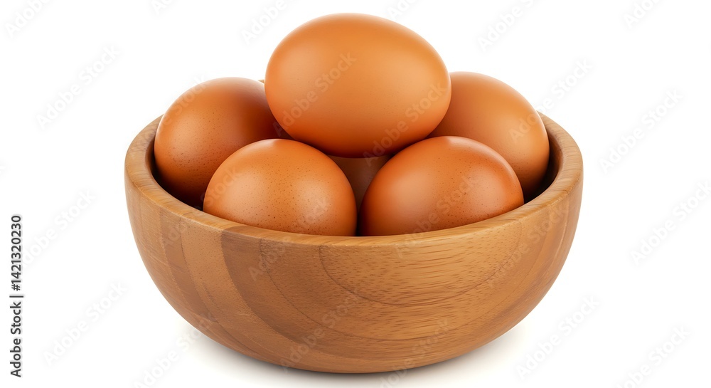 Brazilian chicken eggs in wooden bowl white background. Brazilian food Brazilian chicken eggs in wooden bowl white background. Brazilian food