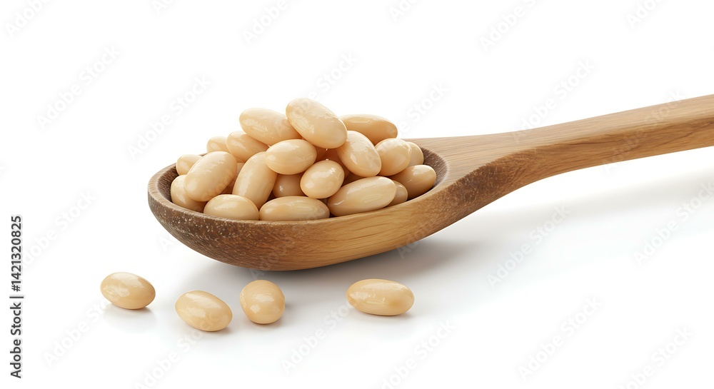 Wooden spoon beans white background. Brazilian food Wooden spoon beans white background. Brazilian food