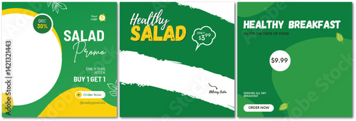 Invigorating Green Salad Promotion Templates for a Healthy Lifestyle Choice