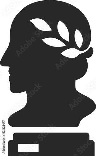 Ancient bust statue solid icon for history and social studies illustrations.