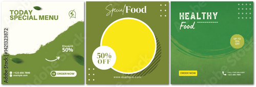 Appealing food discount ads for social media with stylish design elements