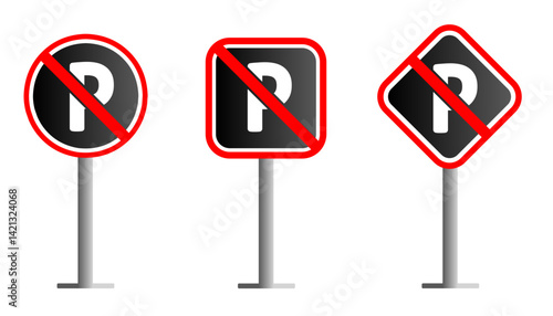 no parking sign. isolated on white
