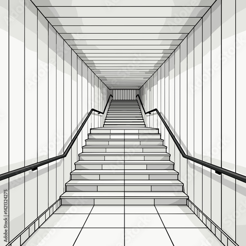 Modern Stairwell in Minimalist Architectural Design