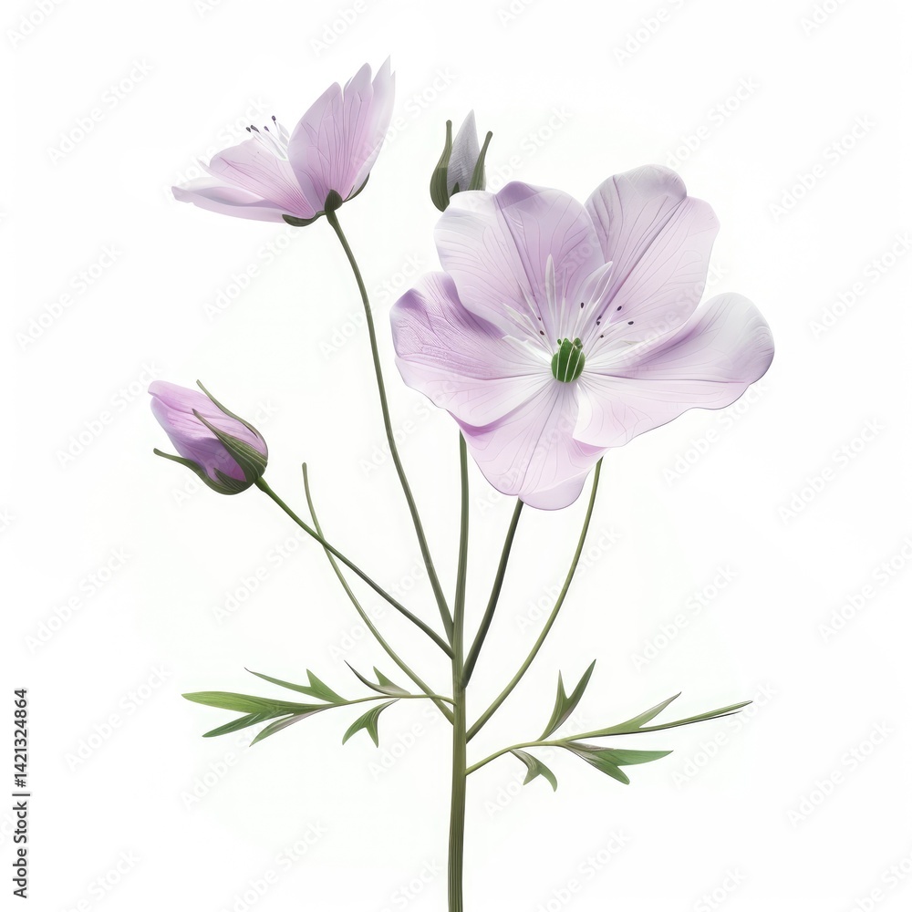 Fototapeta premium Delicate lilac blossoms and buds on a stem.