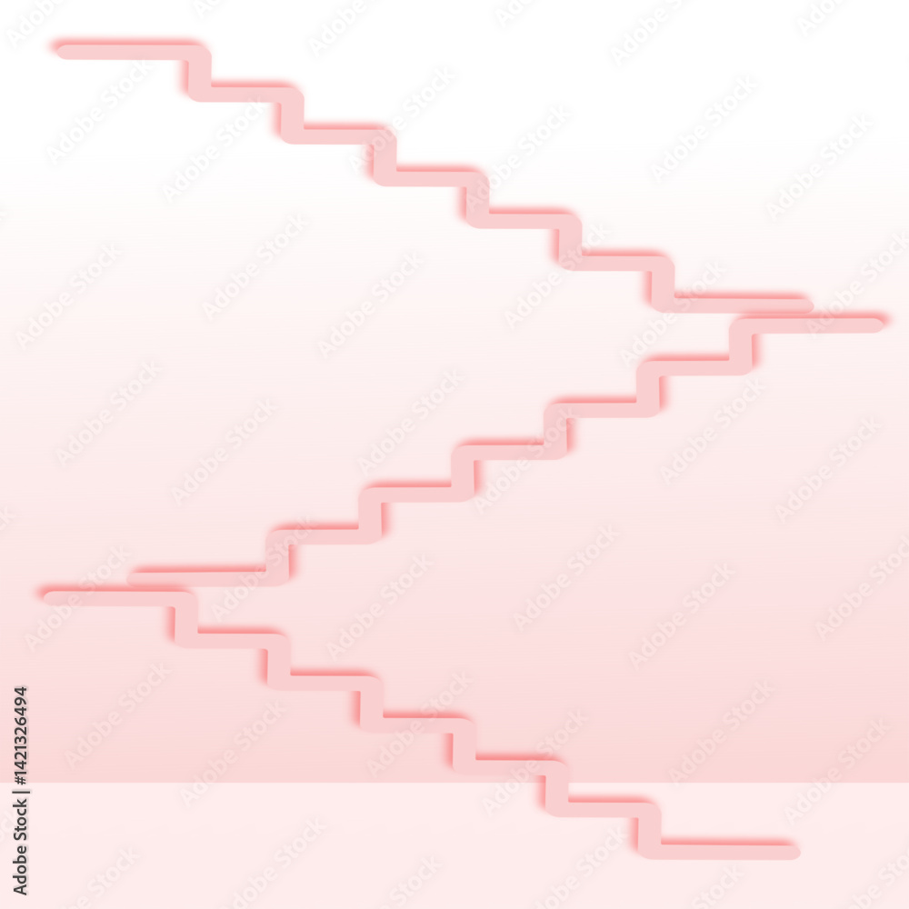 Minimalist abstract staircase design, featuring a series of floating steps forming a geometric zigzag pattern. The artwork has a monochrome color scheme with soft shadows Minimalist abstract staircase design, featuring a series of floating steps forming a geometric zigzag pattern. The artwork has a monochrome color scheme with soft shadows