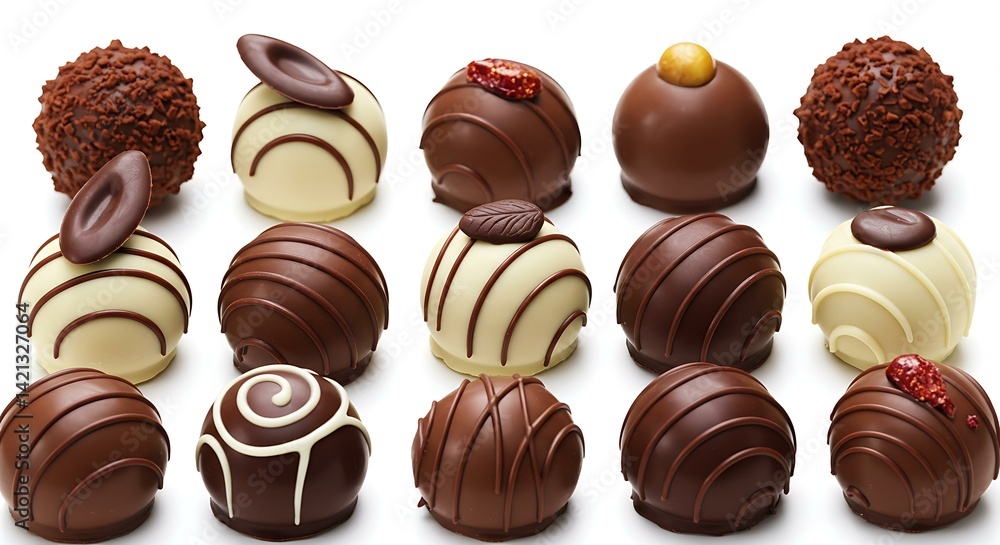 Fototapeta premium Chocolate truffles white background. Brazilian food