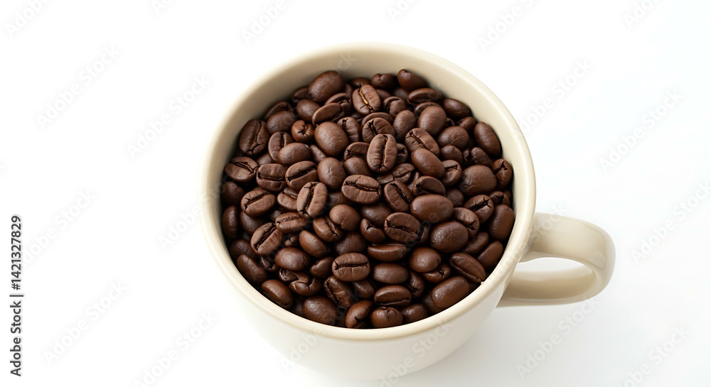 Coffee beans cup white background. Brazilian food Coffee beans cup white background. Brazilian food