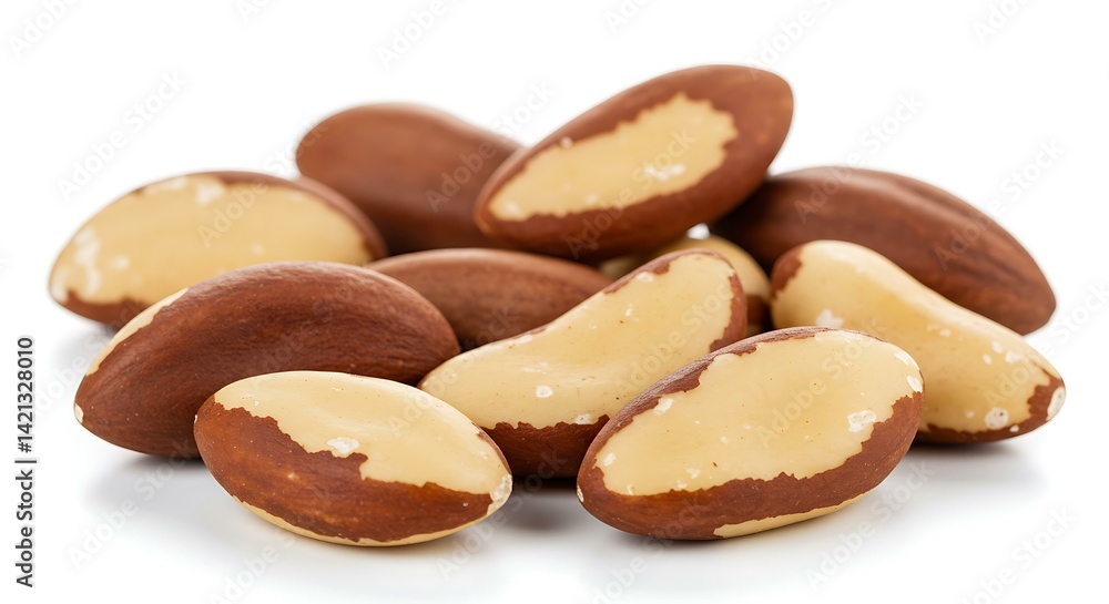 Fototapeta premium Brazil nuts on white background. Brazilian food
