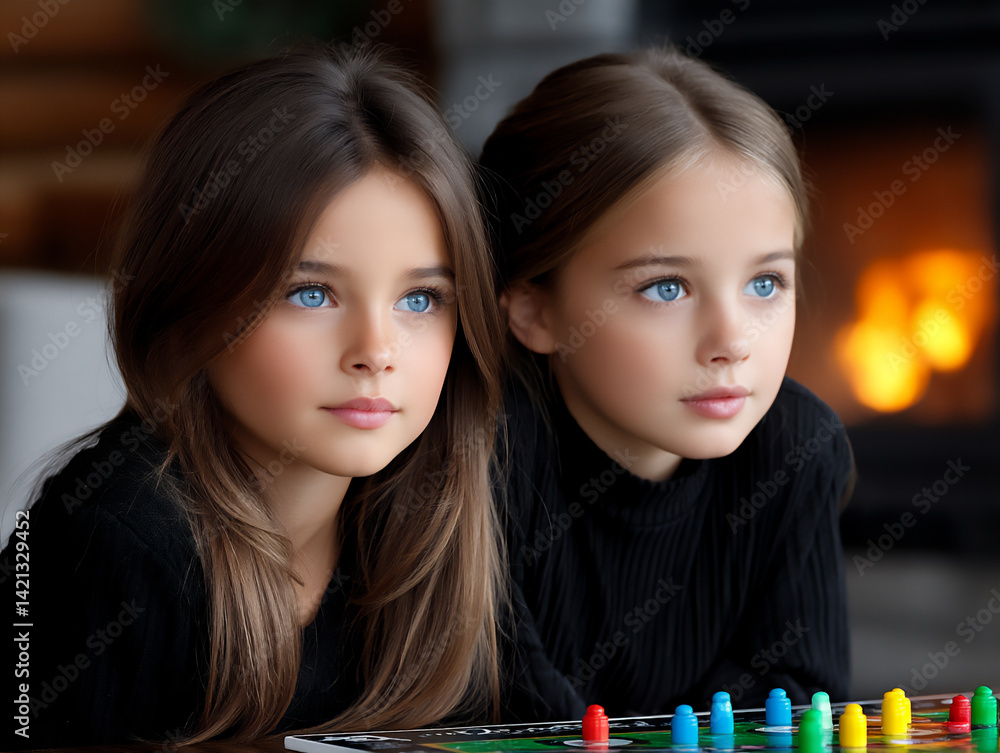 Fototapeta premium determined girls board game competing