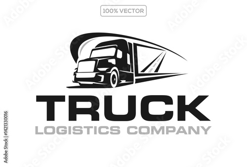 truck logo, badge emblem style, modern trucking and transport logo