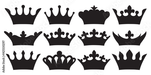 Crown Silhouette Collection – Royal King and Queen Vector Set