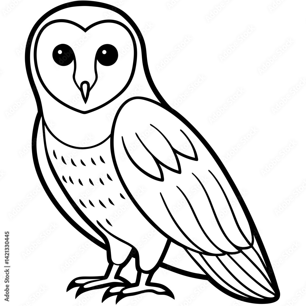 Minimal Barn Owl Vector on White Minimal Barn Owl Vector on White