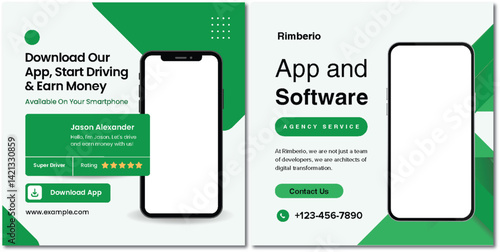 Mobile app advertisement design template for business and marketing promotion