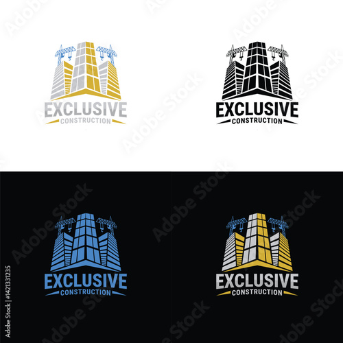 Under construction buildings Exclusive construction logo design