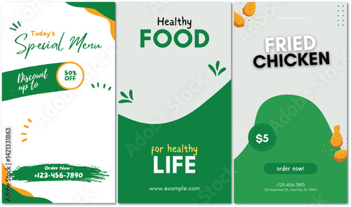 Food Menu Templates for Restaurant Promotion and Healthy Lifestyle