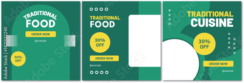 Social Media Post Templates for Traditional Food and Cuisine Promotion