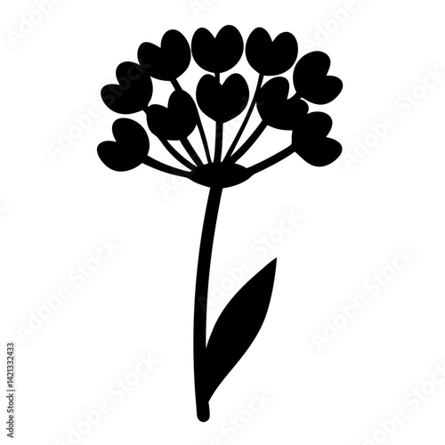 allium flower minimalist silhouette vector - for nature graphic design projects allium, plant flower modern artwork.