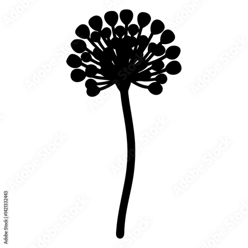 allium flower minimalist silhouette vector - for nature graphic design projects allium, plant flower modern artwork.